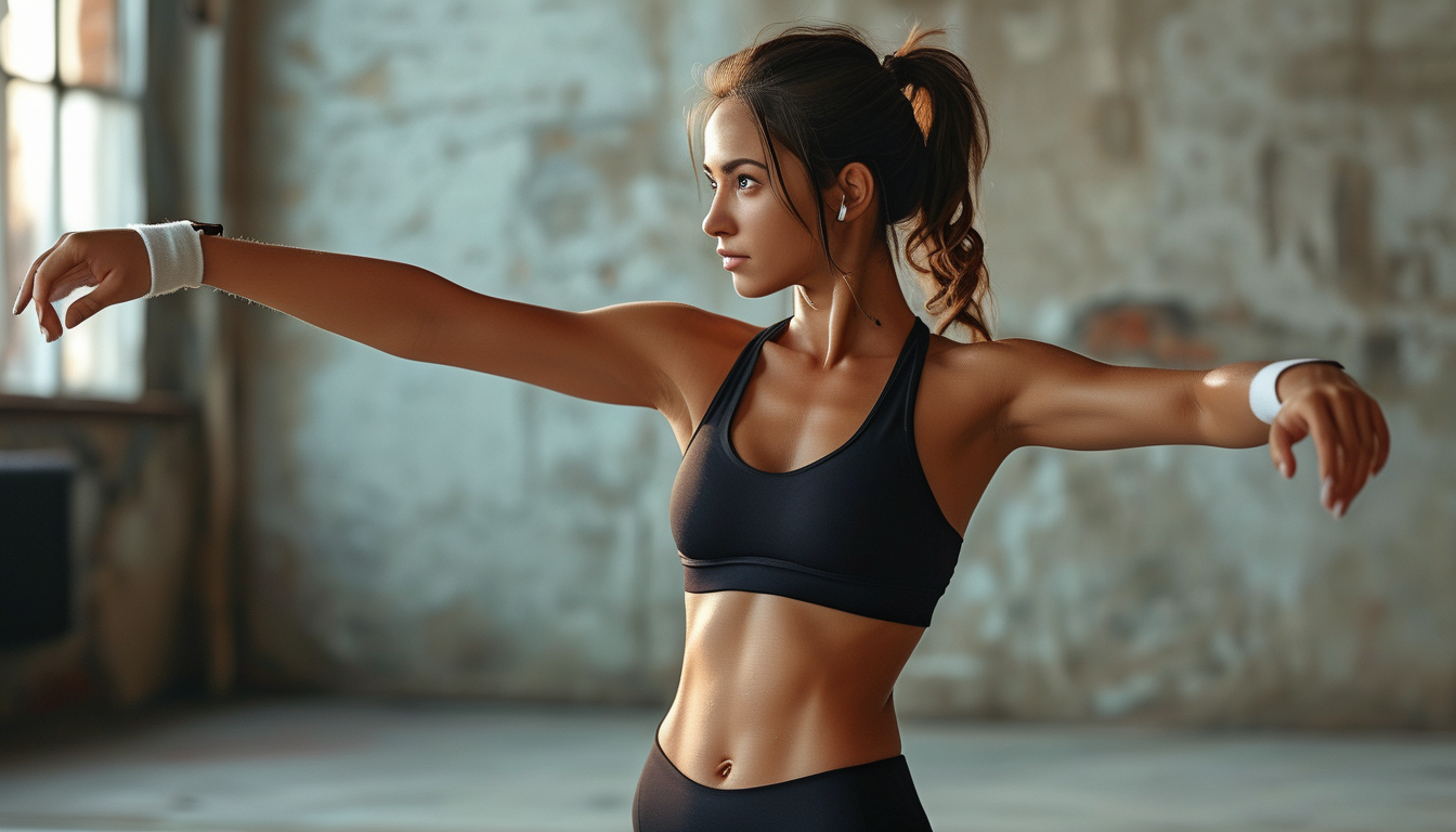 Woman doing a posture-correction chest opener stretch